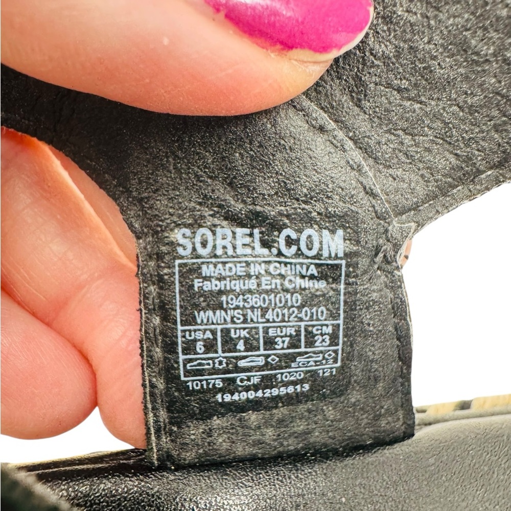 Sorel N6053 Womens Black/White Cameron Flatform Wedge Sandals Size US 6 - Picture 7 of 7